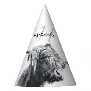 Chapeaux De Fètes portrait de vache highland monogramme initial noir