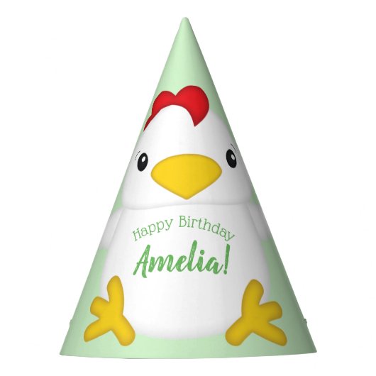 Chapeaux De Fètes Poulet fête d'anniversaire Vert (Devant)