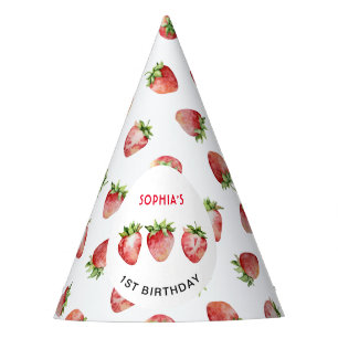 Chapeaux De Fètes Premier anniversaire fraise