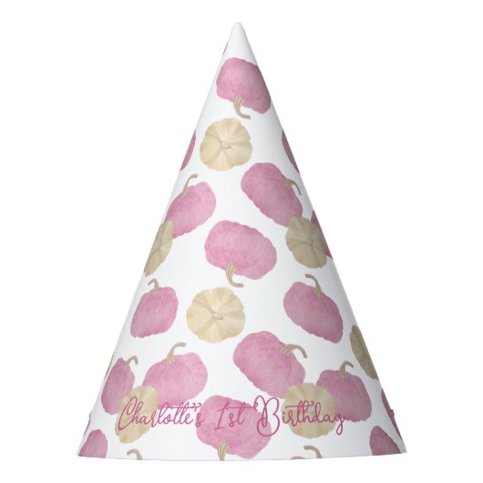 Chapeaux De Fètes Premier Citrouille rose Casquettes d'anniversaire (Devant)