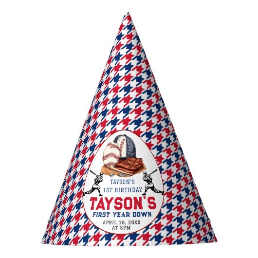 Chapeaux De Fètes Première année de baseball bas 1ère fête d'anniver (Devant)