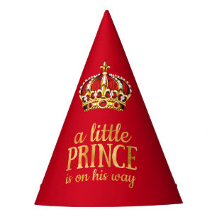 Chapeaux De Fètes Prince Baby shower Red Gold