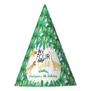 Chapeaux De Fètes Quatre Dinosaures Sauvages Boys 4e anniversaire