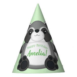 Chapeaux De Fètes Raccoon fête d'anniversaire Green