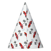 Chapeaux De Fètes Rapide un rouge voiture de course rétro à damiers (Dos)