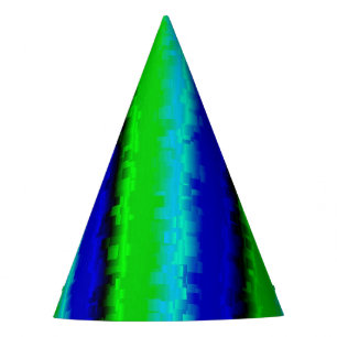Chapeaux De Fètes Rayures de verre brisé bleu vert