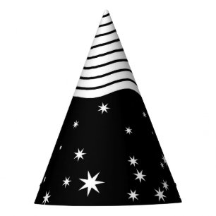 Chapeaux De Fètes Rayures noires et blanches et étoiles