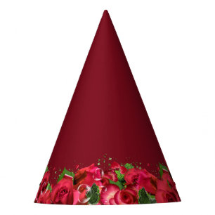 Chapeaux De Fètes Red Roses Party Casquette-Maroon Vin Bourgogne