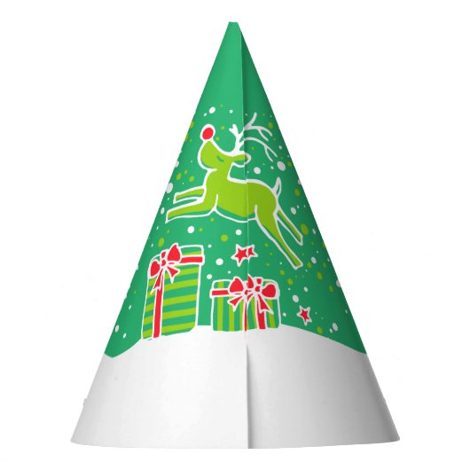 Chapeaux De Fètes Rennes de Noël sur cadeaux verts personnalisés (Dos)