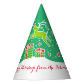 Chapeaux De Fètes Rennes de Noël sur cadeaux verts personnalisés (Devant)