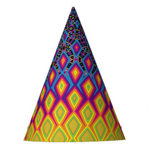 Chapeaux De Fètes Retro 90s Vibrant Neon couleur Motif Abstrait