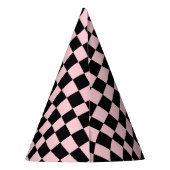 Chapeaux De Fètes Retro Pastel Rose & Noir À damiers (Dos)