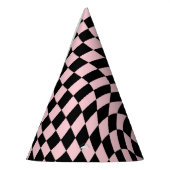 Chapeaux De Fètes Retro Pastel Rose & Noir À damiers (Gauche)