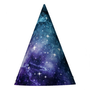 Chapeaux De Fètes Rêve de nébuleuse de galaxie violette Turquoise