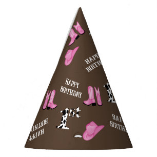 Chapeaux De Fètes Rodeo rose et Brown Joyeux anniversaire