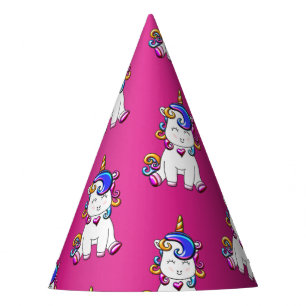 Chapeaux De Fètes Rose coloré d'anniversaire de licornes de parties