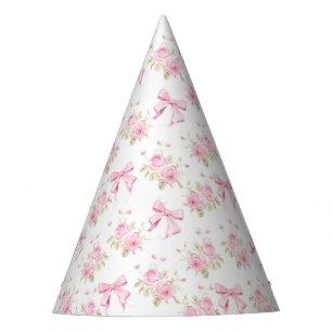 Chapeaux De Fètes Rose Cottage Rose avec Ruban Coquette