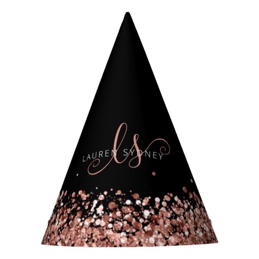 Chapeaux De Fètes Rose Gold Blush Pink Parties scintillant Glam Nom (Devant)