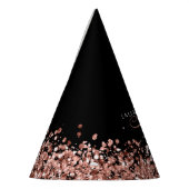 Chapeaux De Fètes Rose Gold Blush Pink Parties scintillant Glam Nom (Gauche)