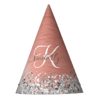 Rose Gold Métal Brossé Paillettes Monogramme Nom