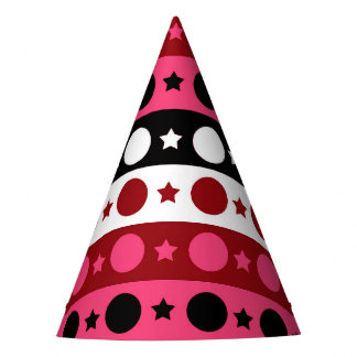 Chapeaux De Fètes Rose noir blanc Cercle Étoiles rayures Design