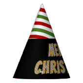 Chapeaux De Fètes Rouge, vert et blanc rayé "MERCI NOËL !" (Gauche)