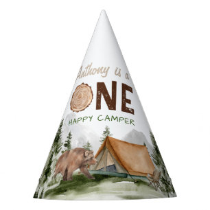 Chapeaux De Fètes Rustic One Happy Camper Forest Bear 1er anniversai