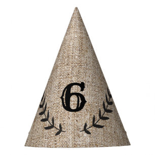 Chapeaux De Fètes Rustique Burlap Black Laurel Leaf fête d'anniversa