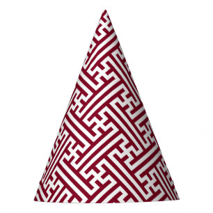 Chapeaux De Fètes Sayagata motif, japonais, bourgogne et blanc