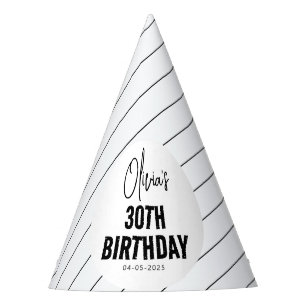 Chapeaux De Fètes Script noir moderne 30e anniversaire chic & minima