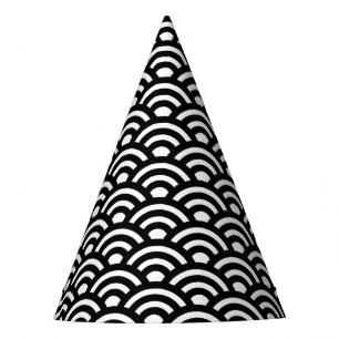 Chapeaux De Fètes Seigaiha, Vagues, Japonais, Noir et Blanc