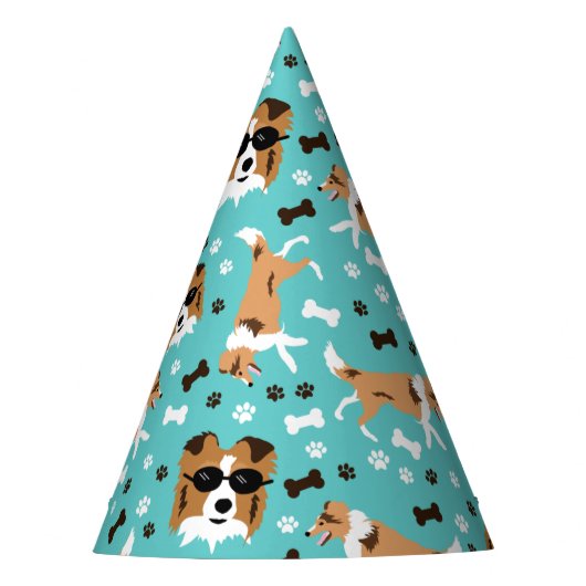 Chapeaux De Fètes Shetland Sheepdog Shelter Pawprint Motif Party (Devant)