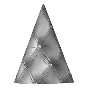 Chapeaux De Fètes Silver Diamond Sparkle Grey Faux Velvet