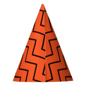 Chapeaux De Fètes Simple Black Orange Zigzag Anniversaire (Dos)