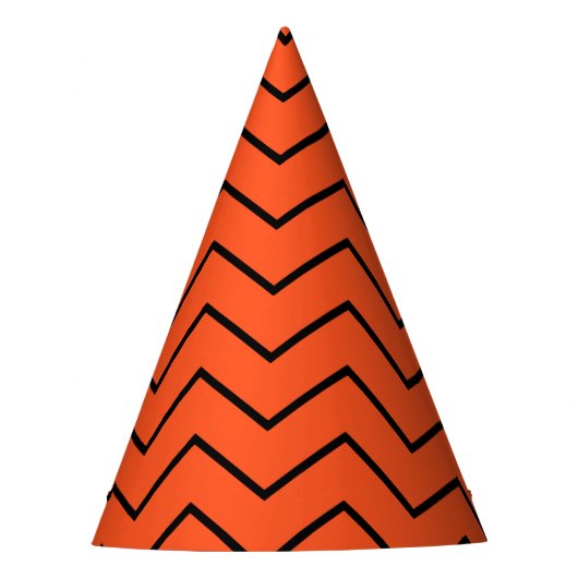 Chapeaux De Fètes Simple Black Orange Zigzag Anniversaire (Devant)