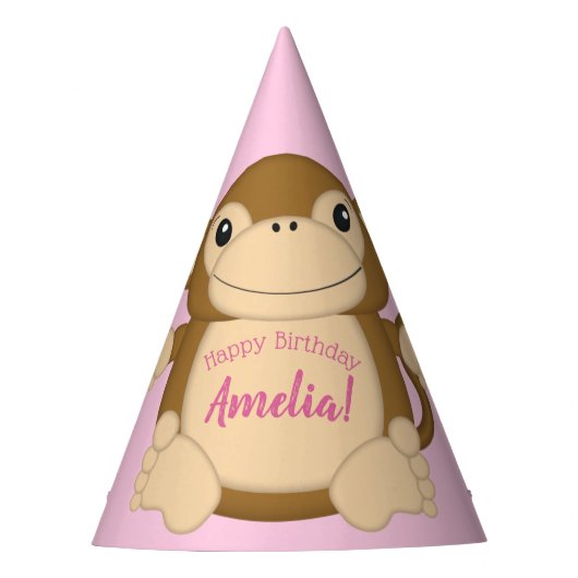 Chapeaux De Fètes Singe Anniversaire Pink (Devant)
