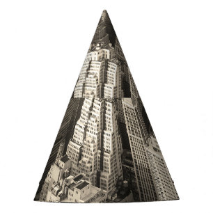 Chapeaux De Fètes Skyline de Manhattan, aérien noir et blanc.