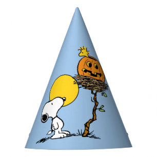Chapeaux De Fètes Snoopy & Bois Nid Avec Jack O'Lantern
