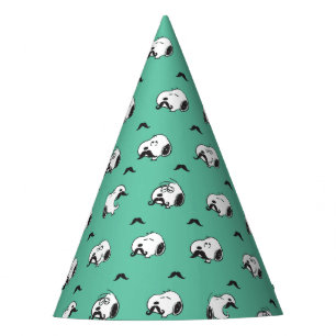 Chapeaux De Fètes Snoopy Moustaches et Motif Turquoise