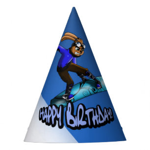 Chapeaux De Fètes Snowboardeur lapin Anniversaire
