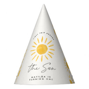 Chapeaux De Fètes soleil 1er anniversaire aquarelle soleil jaune mod