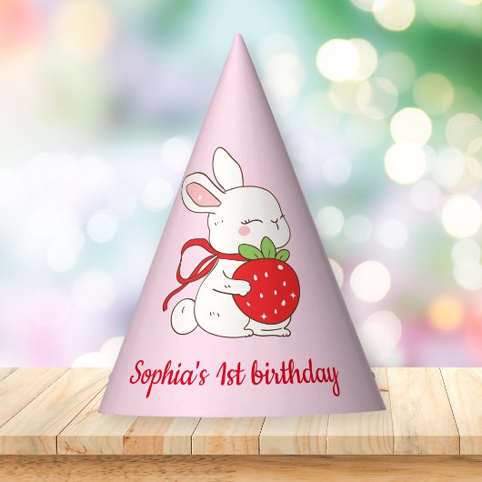 Chapeaux De Fètes Some Bunny Strawberry Pink Birthday