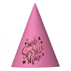 Chapeaux De Fètes Sourire Rose, Étincelle, Brillant