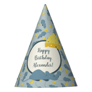 Chapeaux De Fètes Souris bleues et anniversaire jaune de fromage