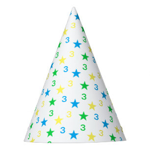 Chapeaux De Fètes Stars colorés Garçons 3e anniversaire