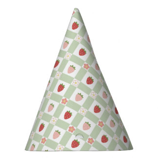 Chapeaux De Fètes Strawberry Gingham Pastel Green Kids