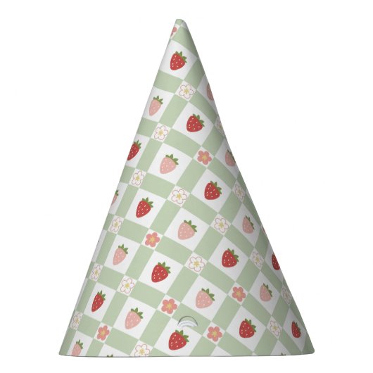Chapeaux De Fètes Strawberry Gingham Pastel Green Kids (Droite)