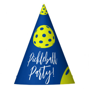 Chapeaux De Fètes Style Rétro Néon Bleu Thème Pickleball Anniversair