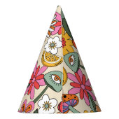 Chapeaux De Fètes Super des années 70, orange, rose et vert (Dos)