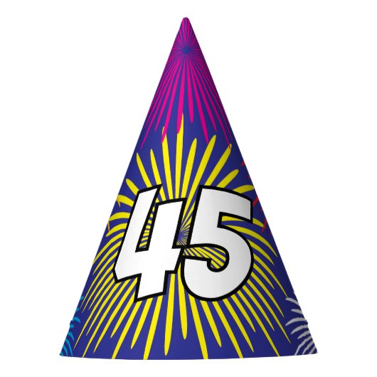 Chapeaux De Fètes Surprise 45th Birthday party paper cone hats (Devant)